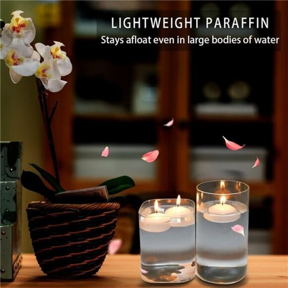 Natural Color Water Floating Mini Candle Discs for Weddings (24 Candles) - Picture 5 of 5